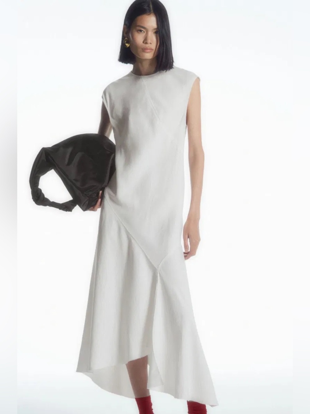 COS asymmetrical linen and viscose blend dress